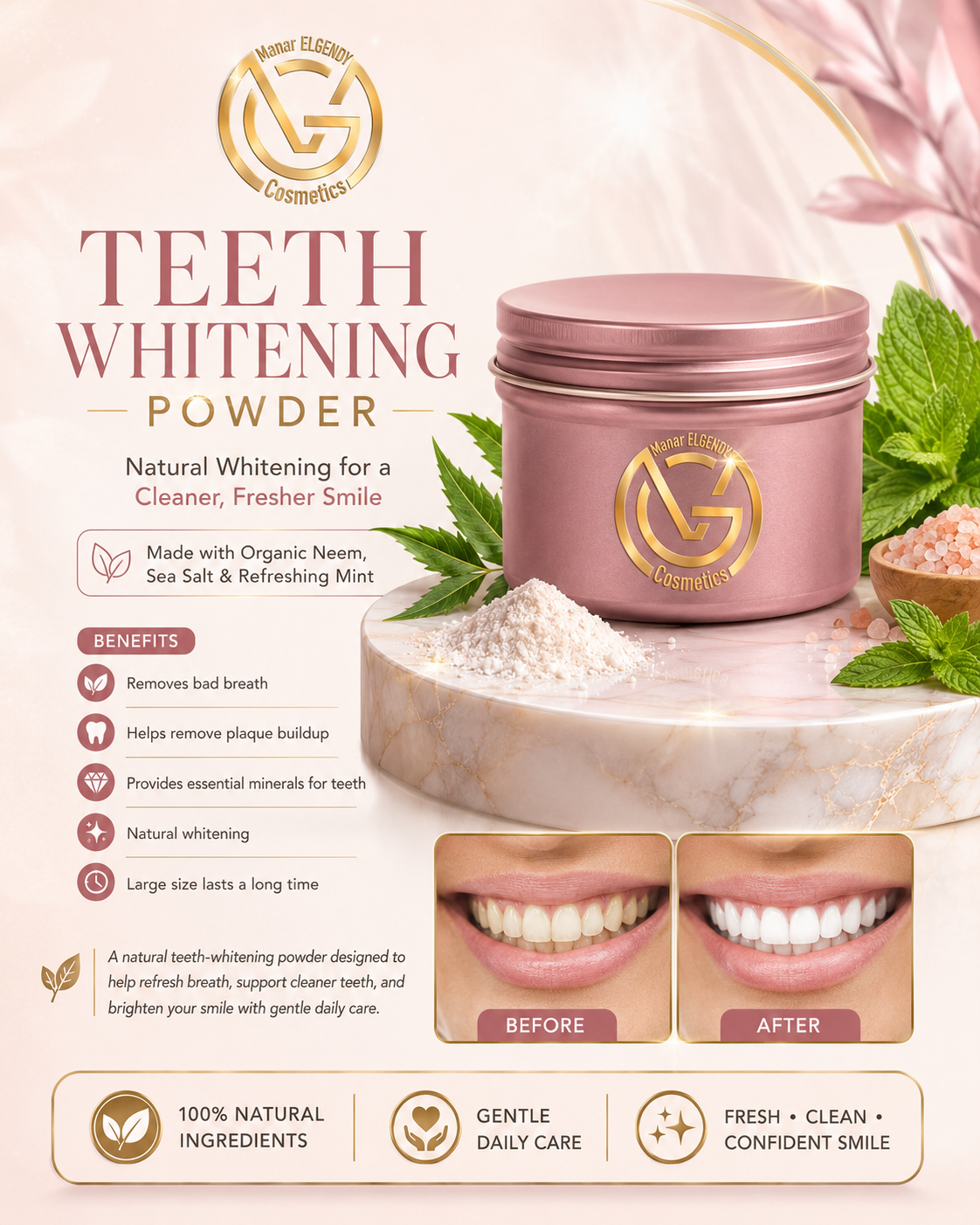 A natural teeth-whitening powder
